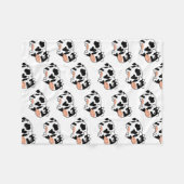 黒く及び白いベビー牛 フリースブランケット (正面(横))