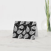 黒く及び白いペイズリーの結婚式のサンキューカード サンキューカード (裏面)