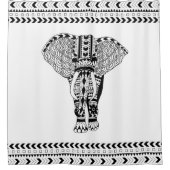 黒く及び白いボヘミア象 シャワーカーテン (正面)