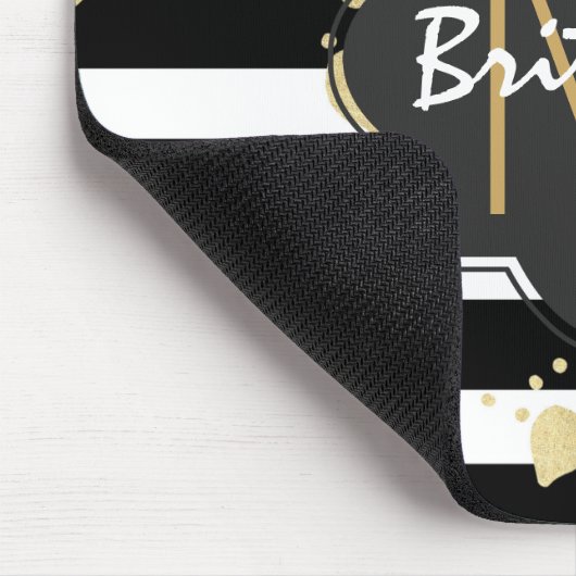 黒く及び白いモノグラムのフェイクな金ゴールドのペンキの(ばちゃばちゃ)跳ねる マウスパッド (コーナー)