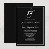 黒く及び白いモノグラムの招待状 招待状 (正面/裏面)