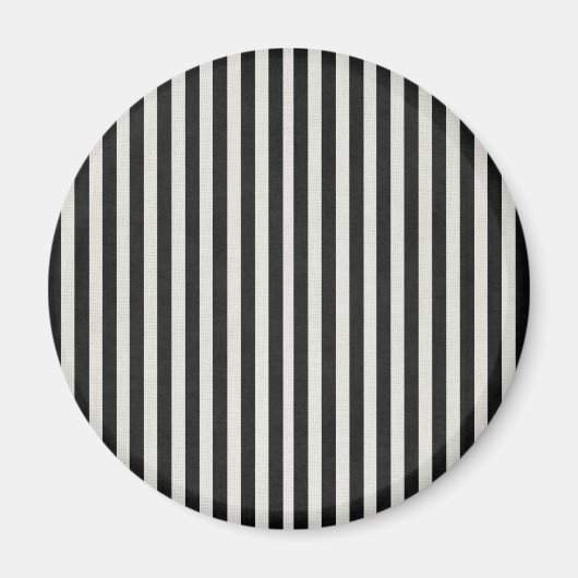 黒く及び白いリネン一見のクラシックな縦ストライプ マグネット (正面)