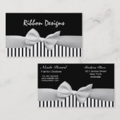 黒く及び白いリボンの弓はおよび縞で飾ります 名刺 (正面/裏面)