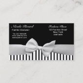 黒く及び白いリボンの弓はおよび縞で飾ります 名刺 (裏面)