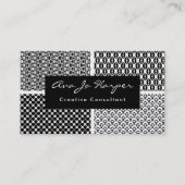 黒く及び白いレトロはx 4を模造します: おもしろい及びファンキー 名刺 (正面)