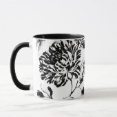 黒く及び白いヴィンテージ植物の花のToile マグカップ (左)