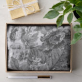 黒く及び白いヴィンテージ花のToile No.3A 薄葉紙 (ギフト)