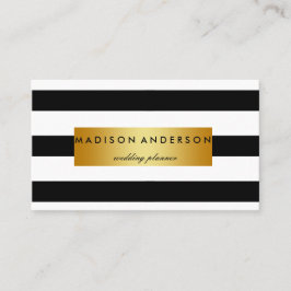 黒く及び白い上品は金ゴールドで縞で飾ります 名刺