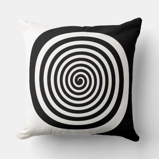黒く及び白い催眠性の螺線形 クッション (正面)