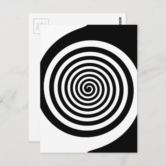 黒く及び白い催眠性の螺線形 ポストカード (正面/裏面)