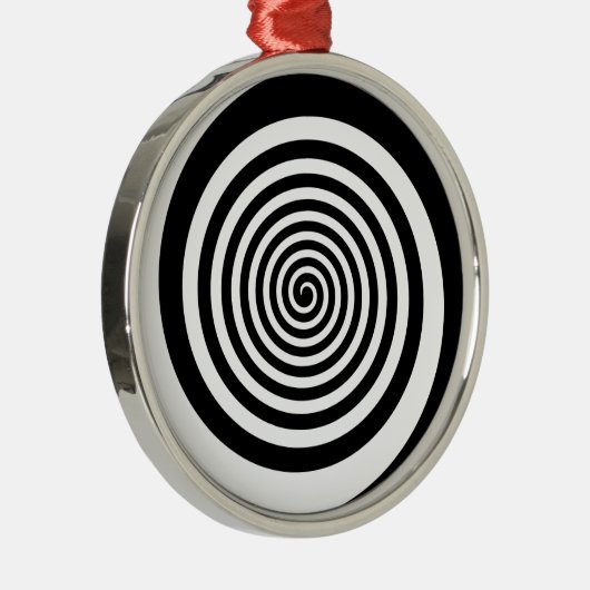 黒く及び白い催眠性の螺線形 メタルオーナメント (右)