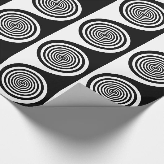 黒く及び白い催眠性の螺線形 ラッピングペーパー (角)
