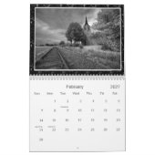 黒く及び白い写真撮影 カレンダー (2月 2027)