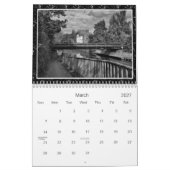 黒く及び白い写真撮影 カレンダー (3月 2027)