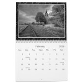 黒く及び白い写真撮影 カレンダー (2月 2026)