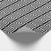 黒く及び白い包装紙のギリシャ人の鍵のデザイン ラッピングペーパー (角)