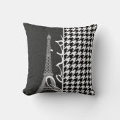 黒く及び白い千鳥格子の; パリ クッション (正面)