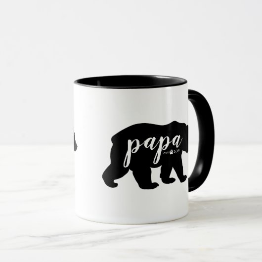 黒く及び白い原稿のパパのくまによって確立される年 マグカップ (正面右)