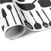 黒く及び白い台所包装紙 ラッピングペーパー (ロールコーナー)