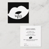 黒く及び白い唇は友人の紹介カードを参照します スクエア名刺 (正面/裏面)