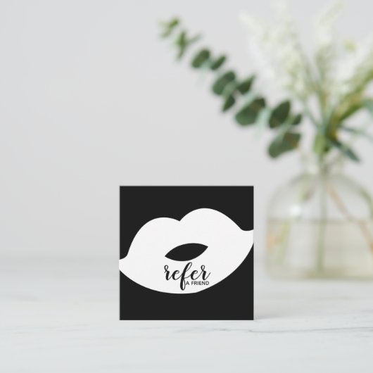 黒く及び白い唇は友人の紹介カードを参照します スクエア名刺 (スタンド正面)