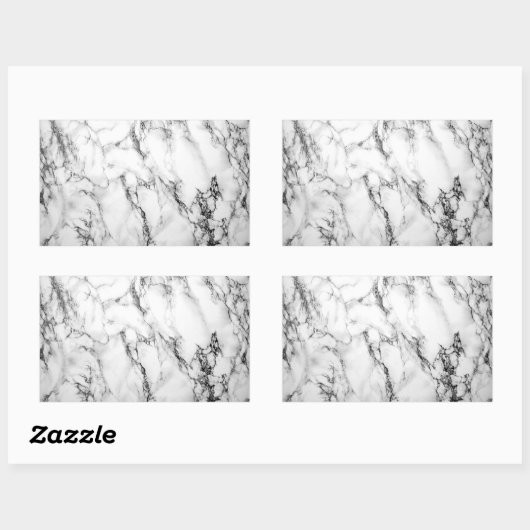 黒く及び白い大理石のステッカー 長方形シール (シート)