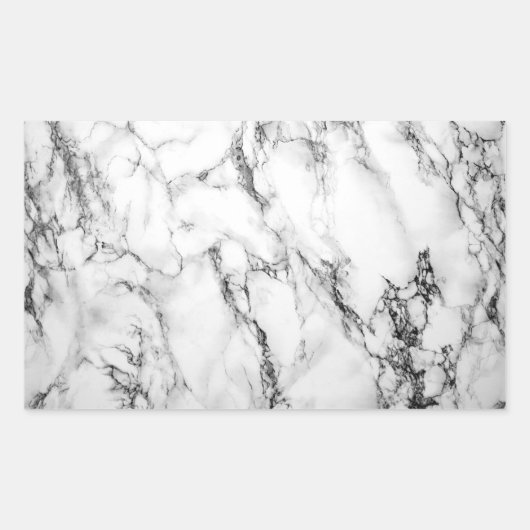 黒く及び白い大理石のステッカー 長方形シール (正面)