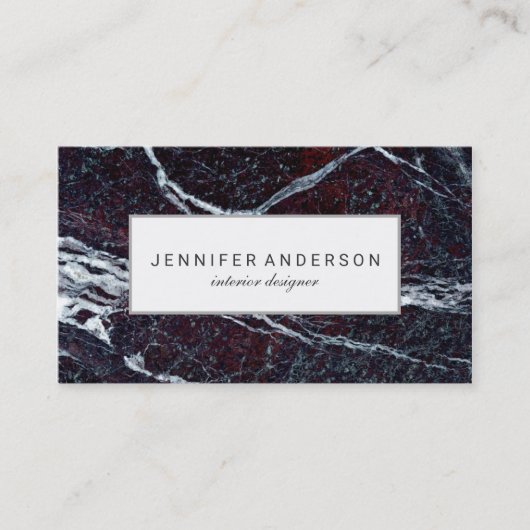 黒く及び白い大理石パターンエレガントな名刺 名刺 (正面)