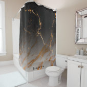 黒く及び白い大理石 シャワーカーテン (インサイチュ)