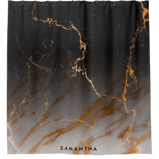 黒く及び白い大理石 シャワーカーテン