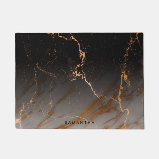 黒く及び白い大理石 ドアマット (正面)