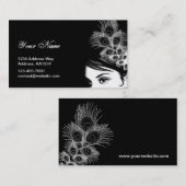 黒く及び白い女の子の名刺 名刺 (正面/裏面)