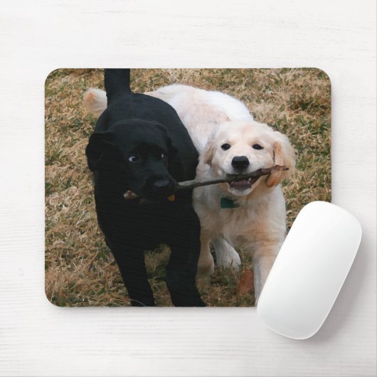 黒く及び白い子犬のマウスパッド マウスパッド (マウス)