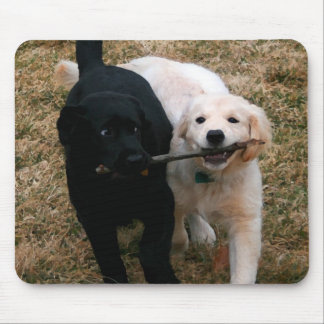 黒く及び白い子犬のマウスパッド マウスパッド