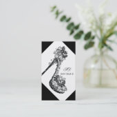 黒く及び白い小剣の靴のハイヒールポンプ 名刺 (スタンド正面)