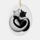 黒く及び白い愛猫のオーナメント セラミックオーナメント (右)