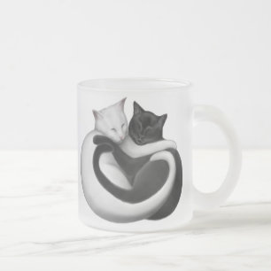 黒く及び白い愛猫のマグ フロストグラスマグカップ