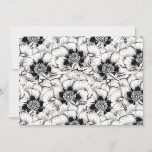 黒く及び白い手描きの花柄-日付を救って下さい セーブザデート (裏面)