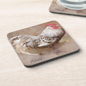 黒く及び白い斑入りのオンドリ コースター (左側)