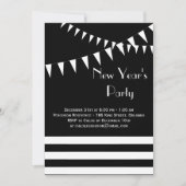 黒く及び白い新年のパーティの招待状 招待状 (正面)
