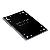 黒く及び白い月及び星の螺線形ノート ノートブック (右側)