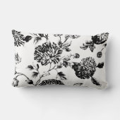 黒く及び白い植物の花のToile ランバークッション (裏面)