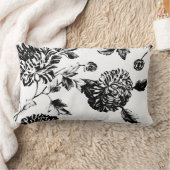 黒く及び白い植物の花のToile ランバークッション (ブランケット)