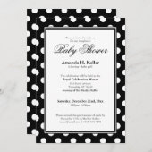 黒く及び白い水玉模様のベビーシャワー招待状 招待状 (正面/裏面)