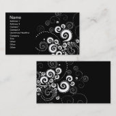 黒く及び白い水玉模様の名刺 名刺 (正面/裏面)