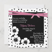 黒く及び白い水玉模様の誕生日の招待状 招待状 (正面)