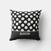 黒く及び白い水玉模様 クッション (裏面)