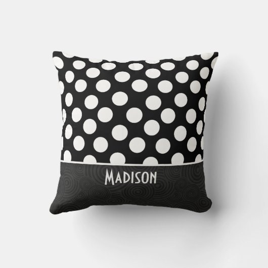 黒く及び白い水玉模様 クッション (裏面)