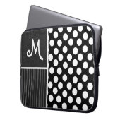 黒く及び白い水玉模様 ラップトップスリーブ (正面左)