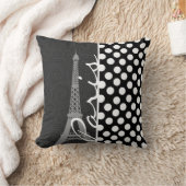 黒く及び白い水玉模様、点; パリ クッション (ブランケット)